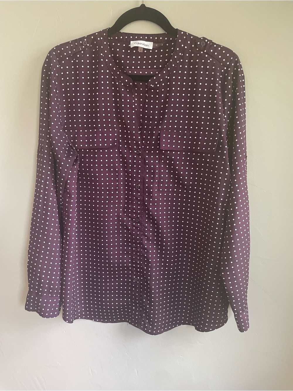 Calvin Klein Plum Polka Dot Button-Front Shirt